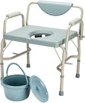 Heavy Duty 550 lbs Medical Bedside Commode Chair, Adjustable Height Toilet Seat with Steel Frame, Tool-Free Assembly, 6 Quart Capacity Pail, Homecare Safety, Blue Grey