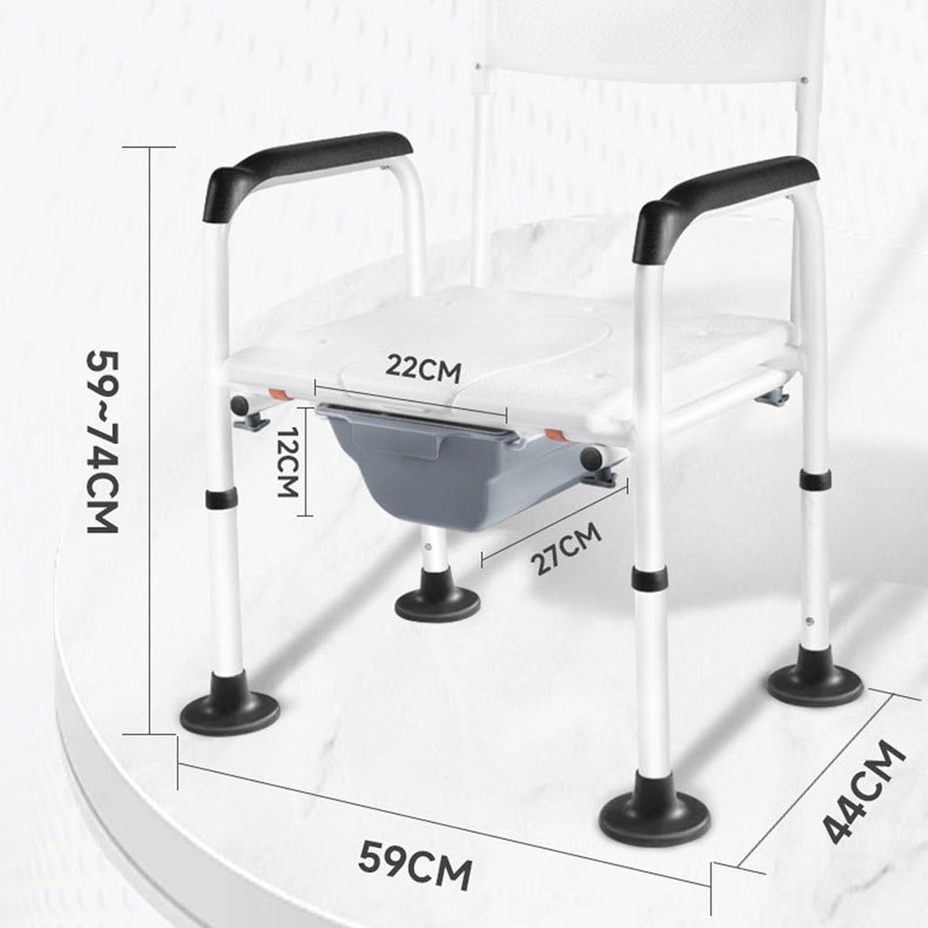 Elevated Handicap Toilet Seat Riser for Seniors, Raised Toilet Seat with Handles Up Tto 320 Lbs, Height Adjustable, Stand Alone Toilet Safety Frame, Fit Any Toilet, Easy to Clean