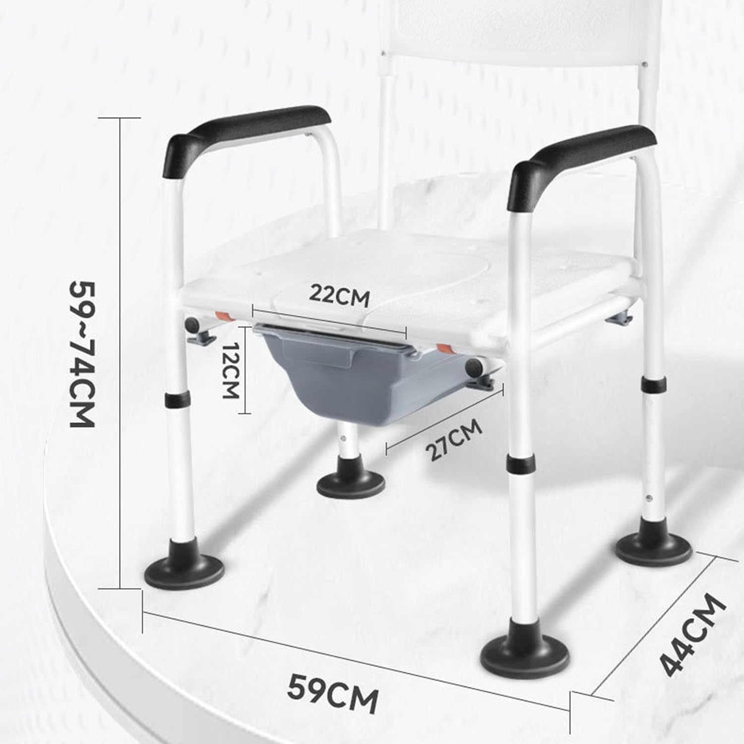 Elevated Handicap Toilet Seat Riser for Seniors, Raised Toilet Seat with Handles Up Tto 320 Lbs, Height Adjustable, Stand Alone Toilet Safety Frame, Fit Any Toilet, Easy to Clean