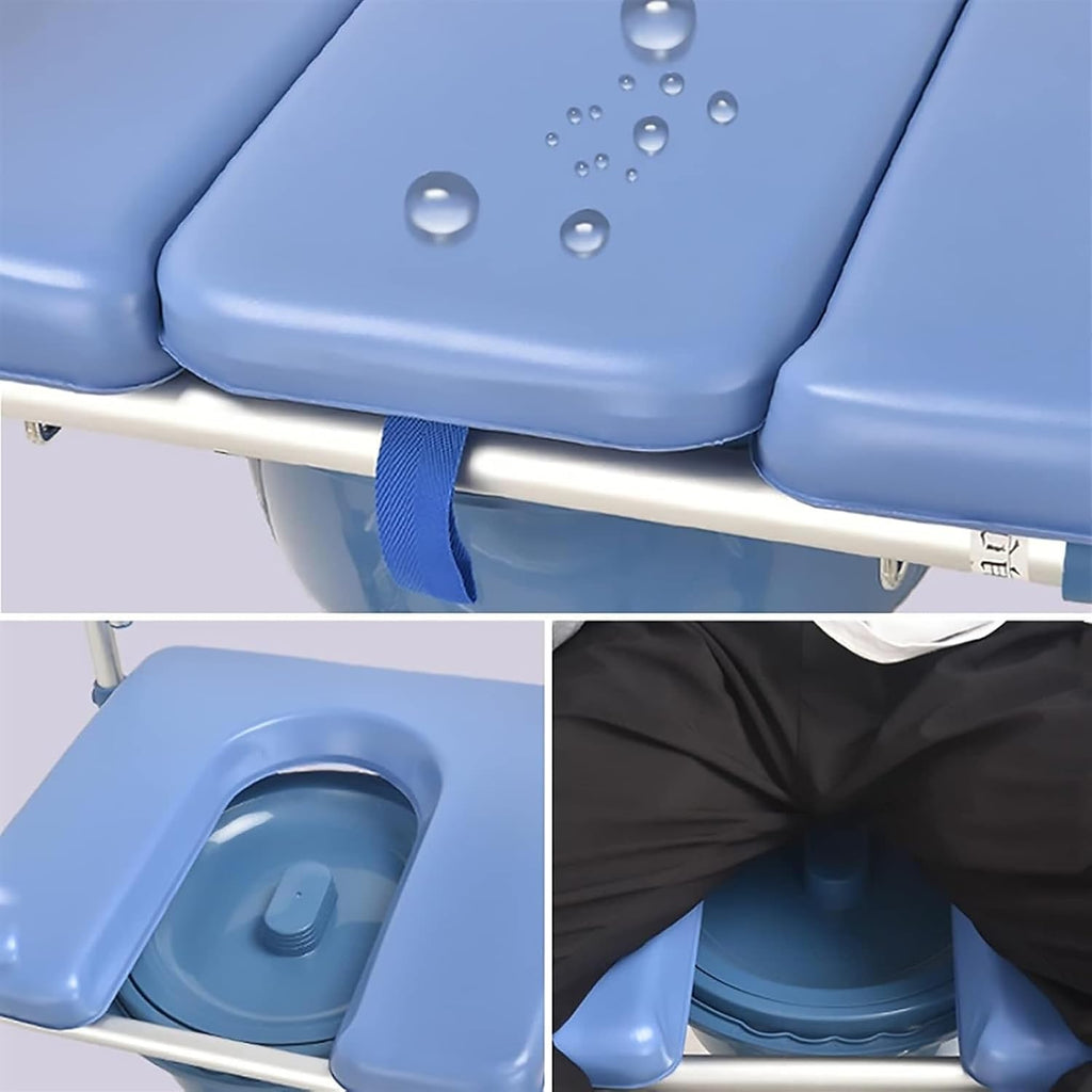Bedside Commode,Toilet Seat with Handles Toilet Auxiliary Chair, Bedside Commode Chair Shower Toilet Stool Bath Chair Medical Transport Rolling Chair Waterproof for Seniors