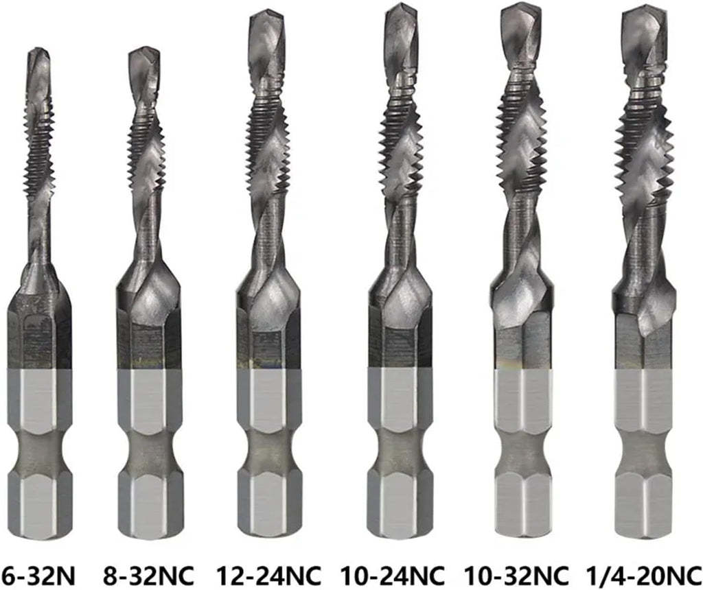 1/2 Concrete Drill bit, Drill Tap Bits HSS Bit Set, Hex Shank Taps Composite Machine 6-32 8-32 10-24 10-32 12-24 1/4-20 Screw Spiral Point Thread Tools(5pcs)
