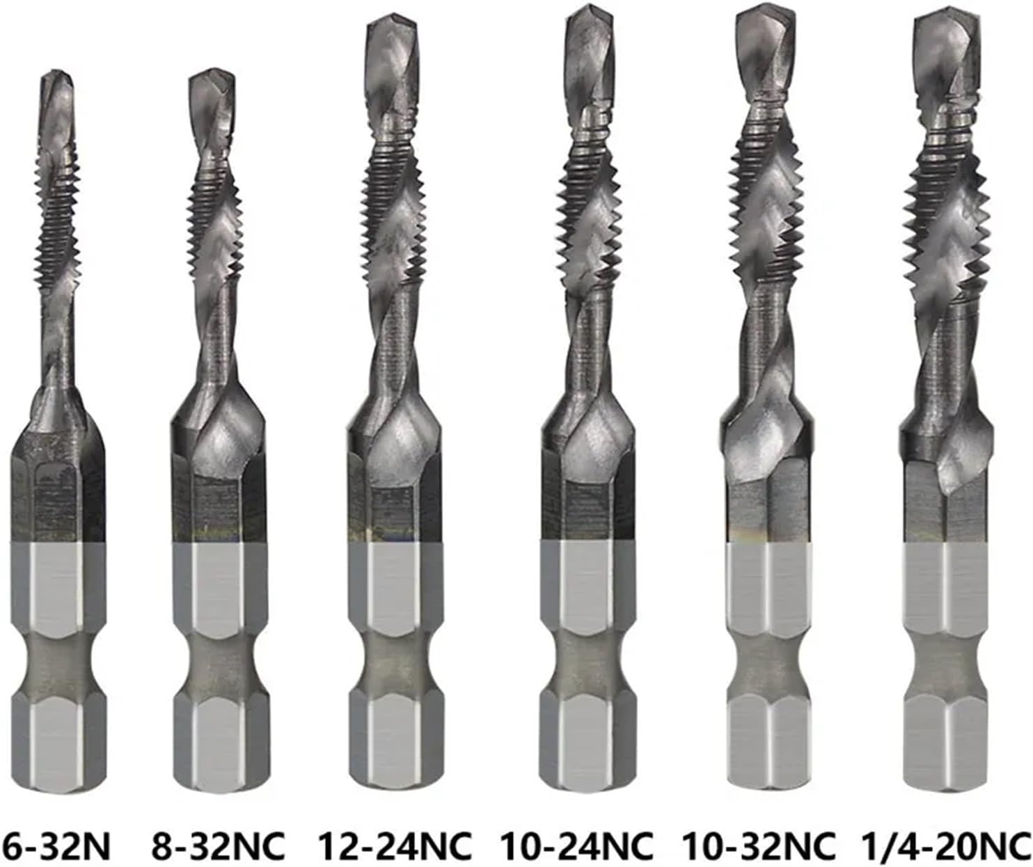 1/2 Concrete Drill bit, Drill Tap Bits HSS Bit Set, Hex Shank Taps Composite Machine 6-32 8-32 10-24 10-32 12-24 1/4-20 Screw Spiral Point Thread Tools(5pcs)