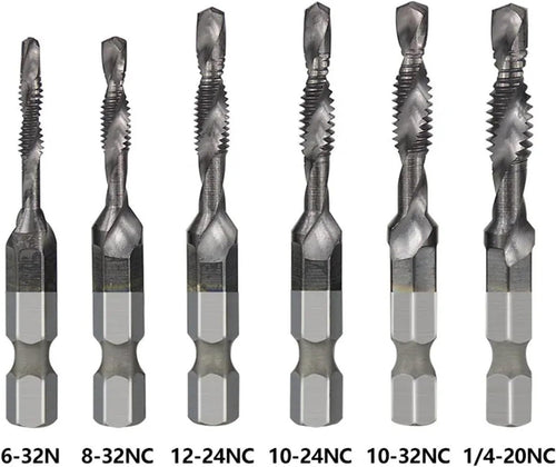 1/2 Concrete Drill bit, Drill Tap Bits HSS Bit Set, Hex Shank Taps Composite Machine 6-32 8-32 10-24 10-32 12-24 1/4-20 Screw Spiral Point Thread Tools(5pcs)