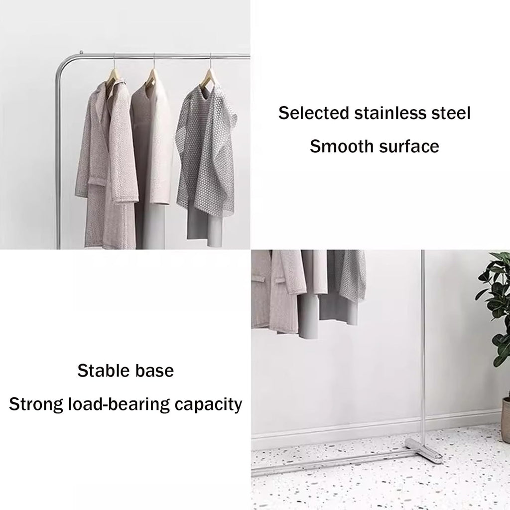 Garment Rack Commercial-grade Clothes Rails For Boutique Retail, Heavy-duty Clothing Rack For Hanging Clothes, Load 350 LBS,stainless Steel Single Rod Coat Rack For Bedrooms, Silver(Size:120X40X160CM)