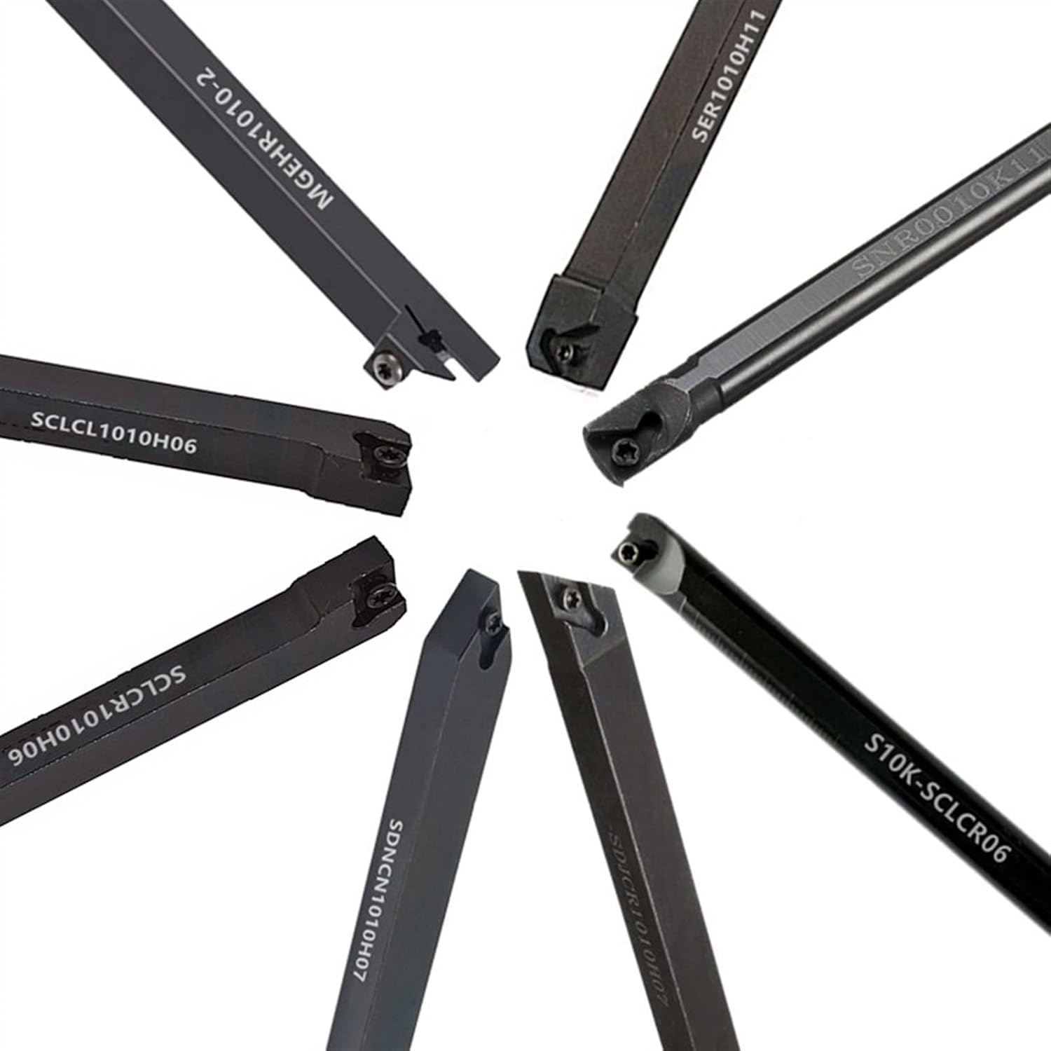 8Sets of 10MM CNC Lathe Turning Tool Holder Boring Bar with Applicable Inserts and Wrenches Set for Turning Threading(8Sets for Aluminum)