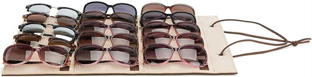 GRFIT Glasses Stand 15 Slots Eyeglasses Stand Holder for Sunglasses Glasses Storage Display Hanging Bag Wall Pocket Storage Box Organizer Eyewear Display Stand