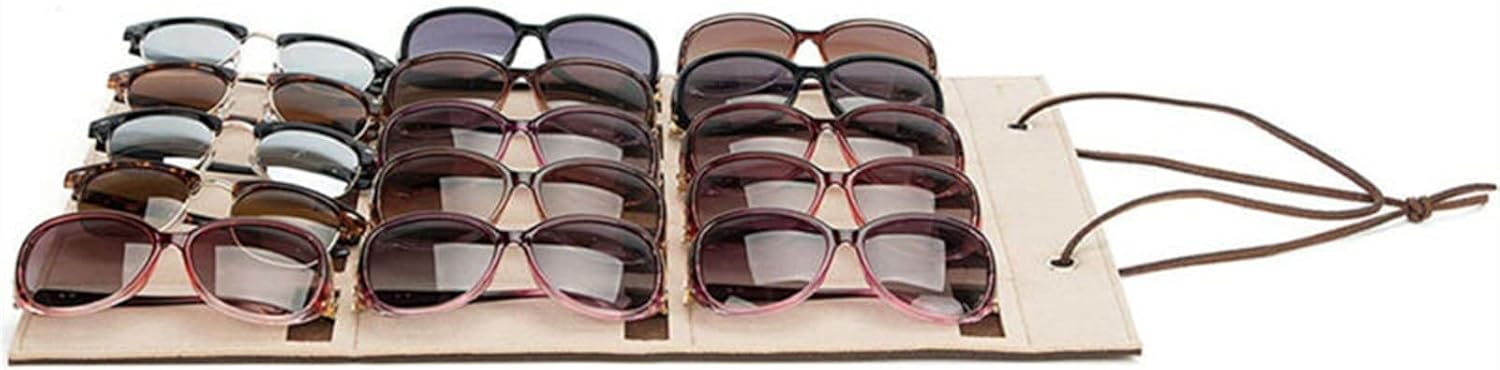 GRFIT Glasses Stand 15 Slots Eyeglasses Stand Holder for Sunglasses Glasses Storage Display Hanging Bag Wall Pocket Storage Box Organizer Eyewear Display Stand