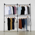 Industrial Pipe Clothing Rack Heavy Duty Double Closet Rod Clothes Rack, Clothing Rods for Hanging Clothes, Wall Mounted Clothes Garment Rack Closet System 90in Black