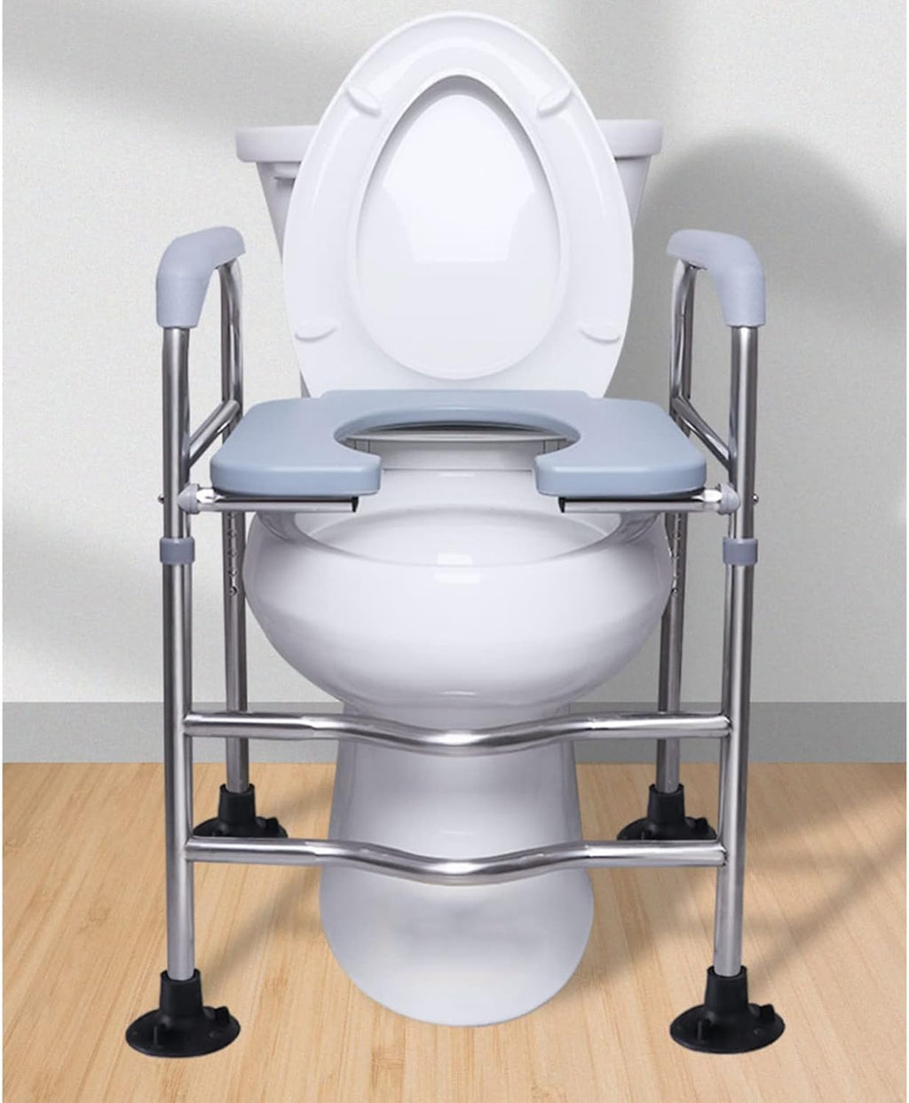 3 in 1 Toilet Seat Chair Clip on Seat for Easy Cleaning Steel Commode Chair with Adjustable Height Heavy-Duty Raised Toilet Seat with Handles,Bathroom Potty Chair Shower