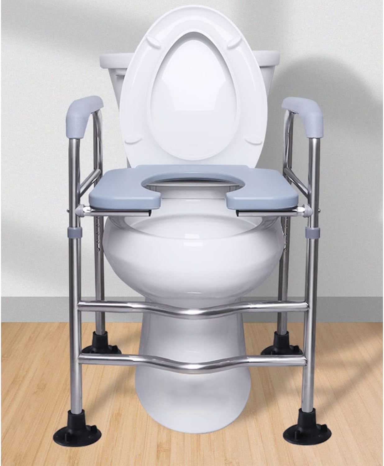3 in 1 Toilet Seat Chair Clip on Seat for Easy Cleaning Steel Commode Chair with Adjustable Height Heavy-Duty Raised Toilet Seat with Handles,Bathroom Potty Chair Shower