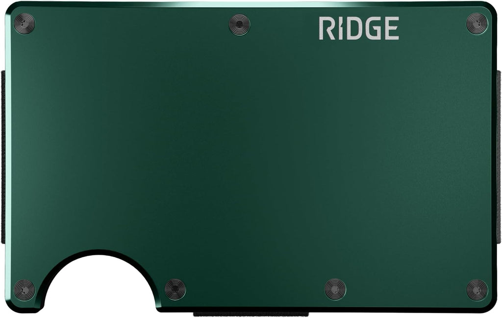 The Ridge Secure Essentials Bundle: Minimalist RFID-Blocking Slim Wallet with Cash Strap Forest Green & Compact Key Organizer Set Aluminum Black