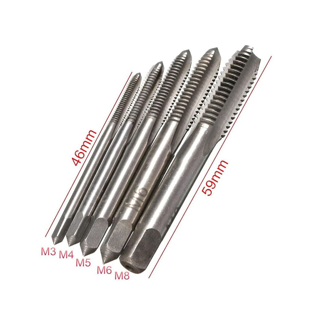 Screw Thread Hand Tap Drill Bits M3 M4 M5 M6 M8 - High-Speed Steel Spiral Point Straight Fluted Tool Set for Metalworking