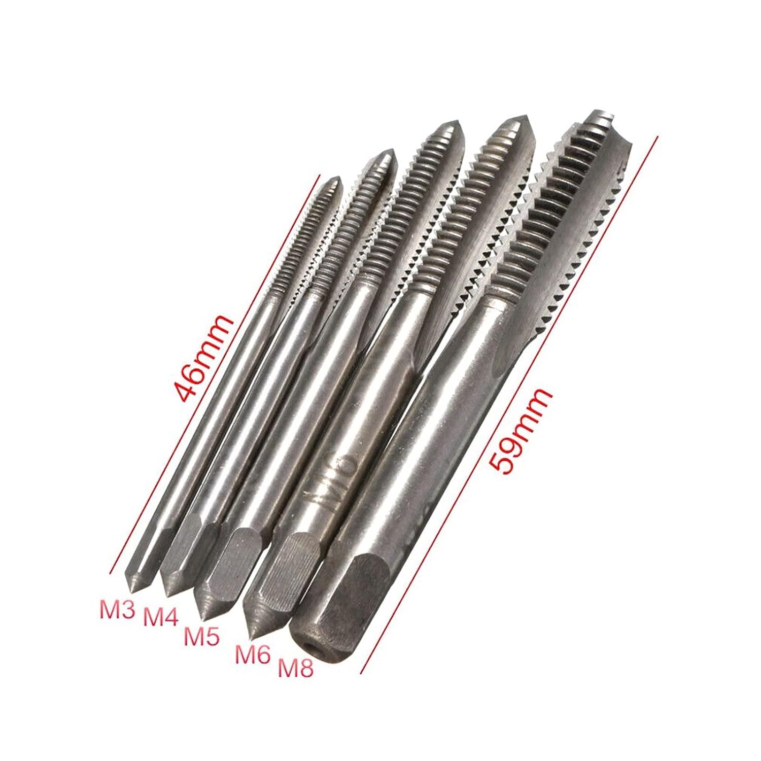 Screw Thread Hand Tap Drill Bits M3 M4 M5 M6 M8 - High-Speed Steel Spiral Point Straight Fluted Tool Set for Metalworking