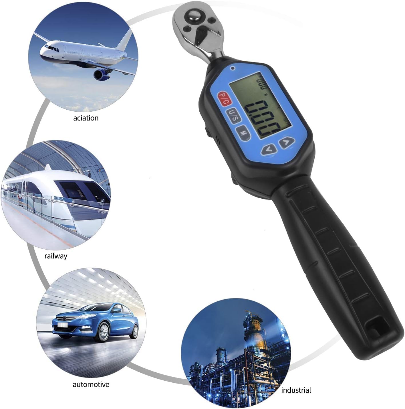 Torque Wrench, EWM-30 Digital Torque Wrench 1/4 Square Drive Max. 22.12ft.lb Torque Accurate to ±2% with Buzzer LED Indication and Peak Trace Tracking Wrenches