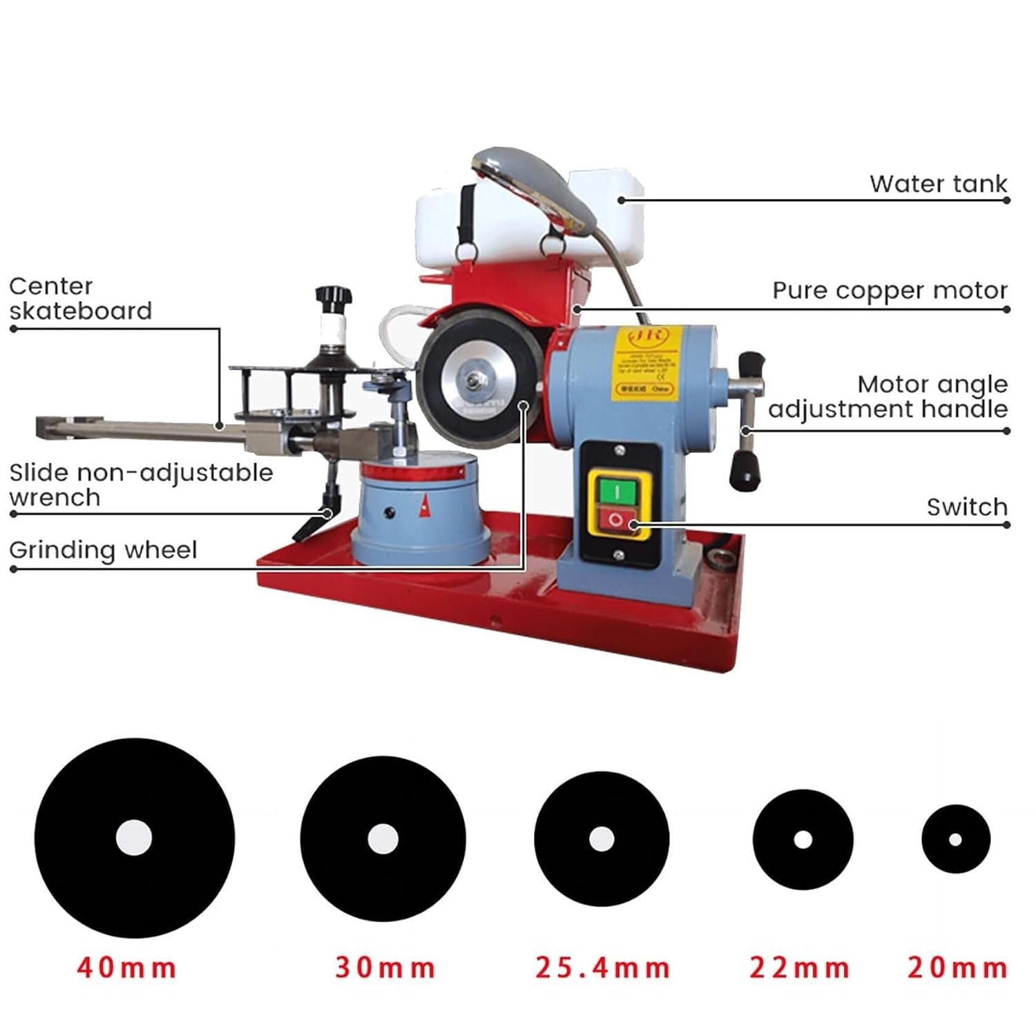 Chain Saw Sharpener Tool, Electric Circular Saw Blade Sharpener, Circular Saw Blade Sharpener, Multi Tool Blade Sharpener, W/Water Injection, Adjustable Angle, 2580 RPM, for Cutting Wood, Plastic (Co