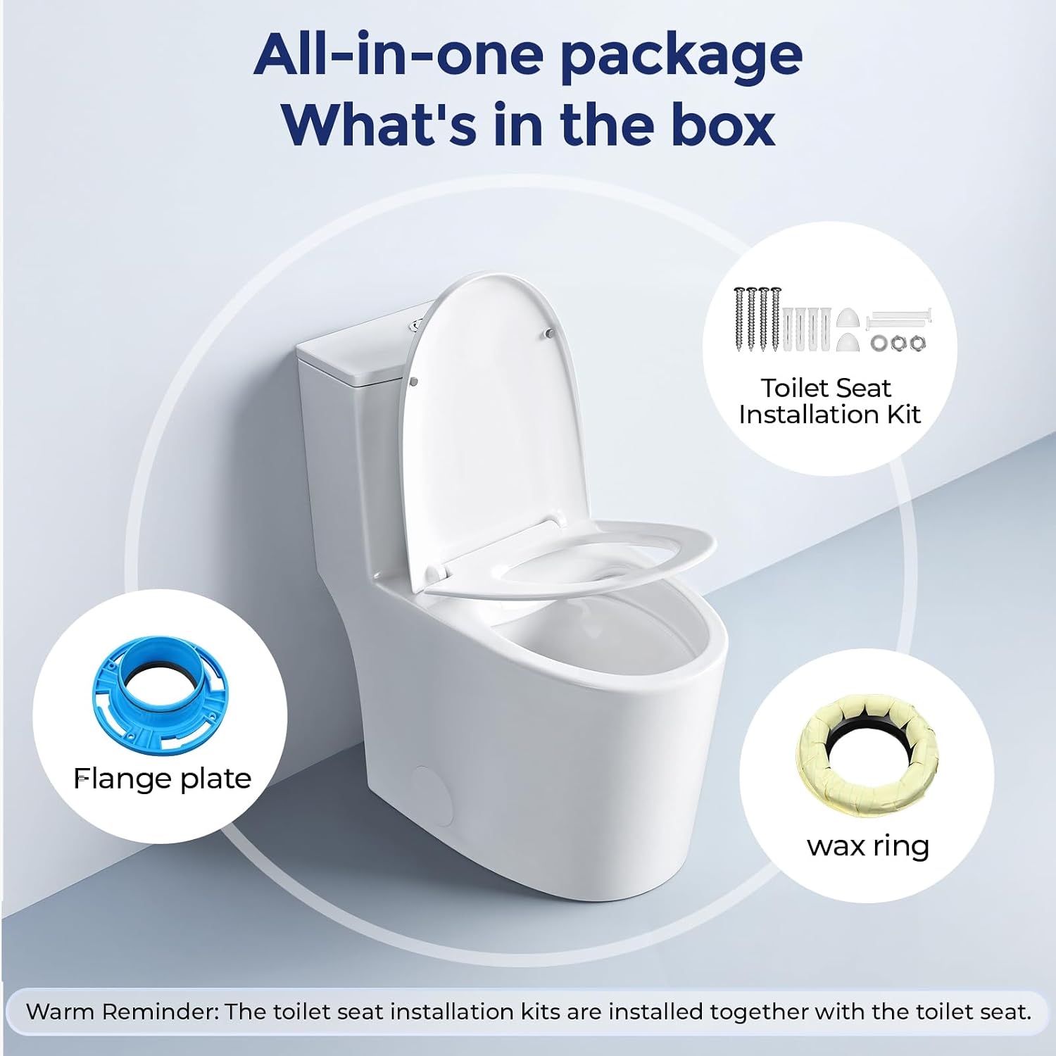 17'' ADA Comfort-Height One Piece Toilet,Soft-Close Seat, Dual Flush Siphon 1.14/1.58 GPF,White Toilet Bowl for Bathroom,Easy-Access Comfort-Rise Design