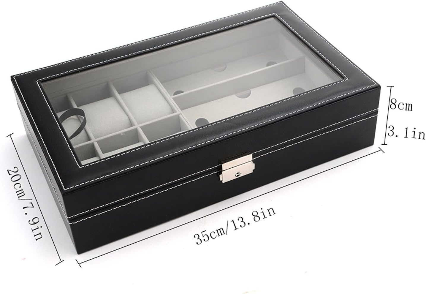 Glasses Stand Leather 6 Watch Box Jewelry Case and 3 Piece Eyeglasses Storage and Multi Sunglass Glasses Display Case Organizer for Women Men Eyewear Display Stand (Color : Brown)