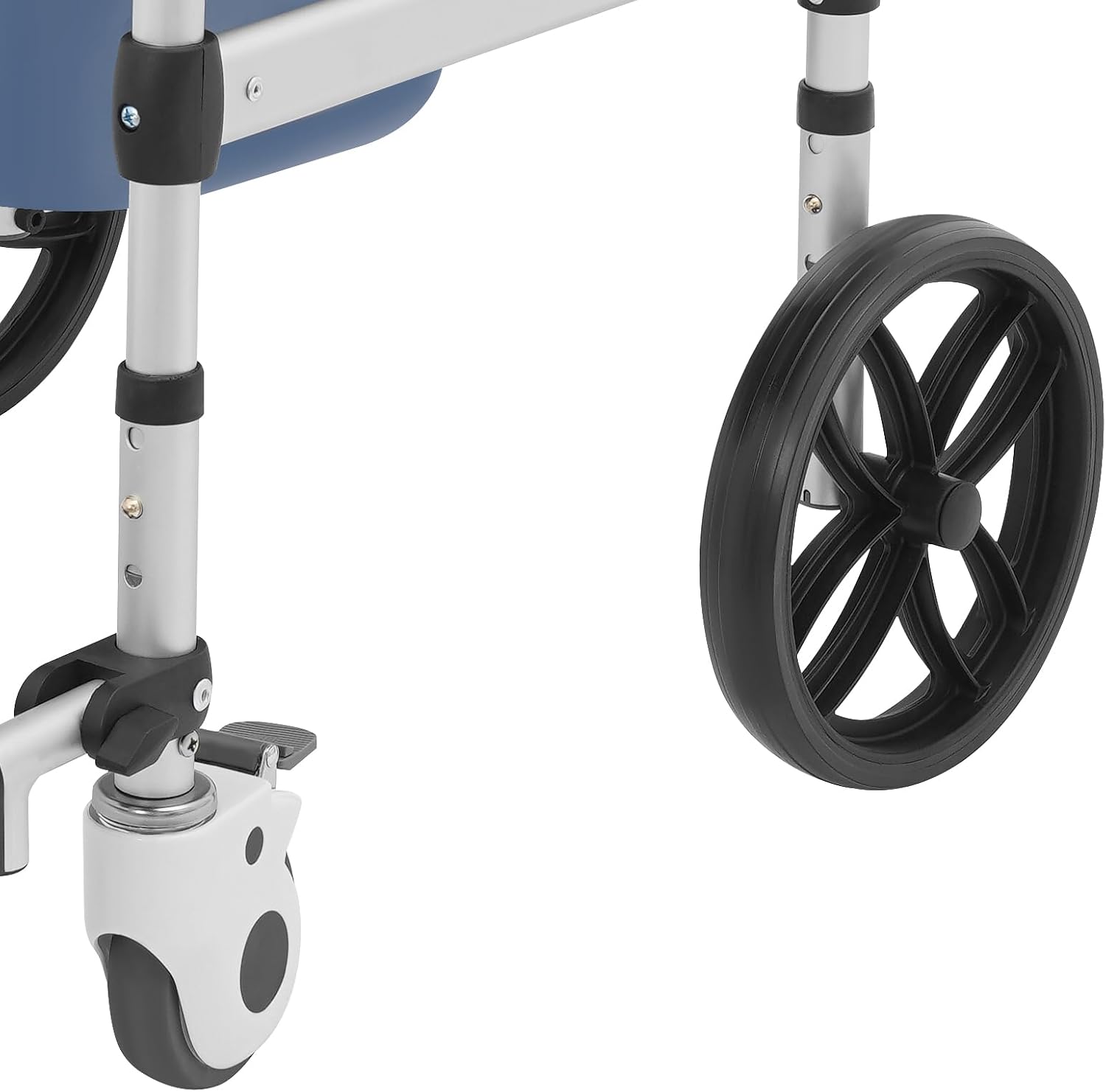 Foldable Shower Chair, Shower Wheelchair with Lockable Wheels Rolling Bedside Commode for Toilet with Height Adjustable & Sponge Padded Seat for Elderly and Disabled Support 330lbs (O-S)