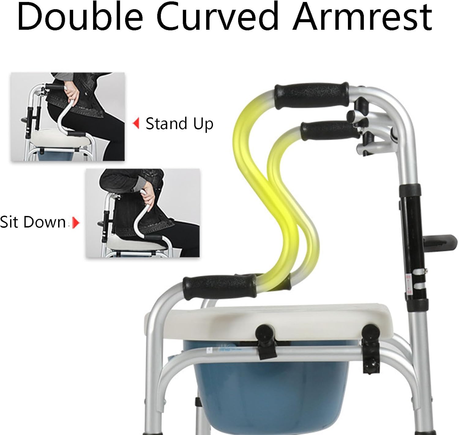 Raised Toilet Seat with Handles Up to 380lbs, Elevated Handicap Toilet Seat Riser for Seniors with Soft Padded, Height Adjustable, Stand Alone Toilet Safety Frame, fit Any Toilet