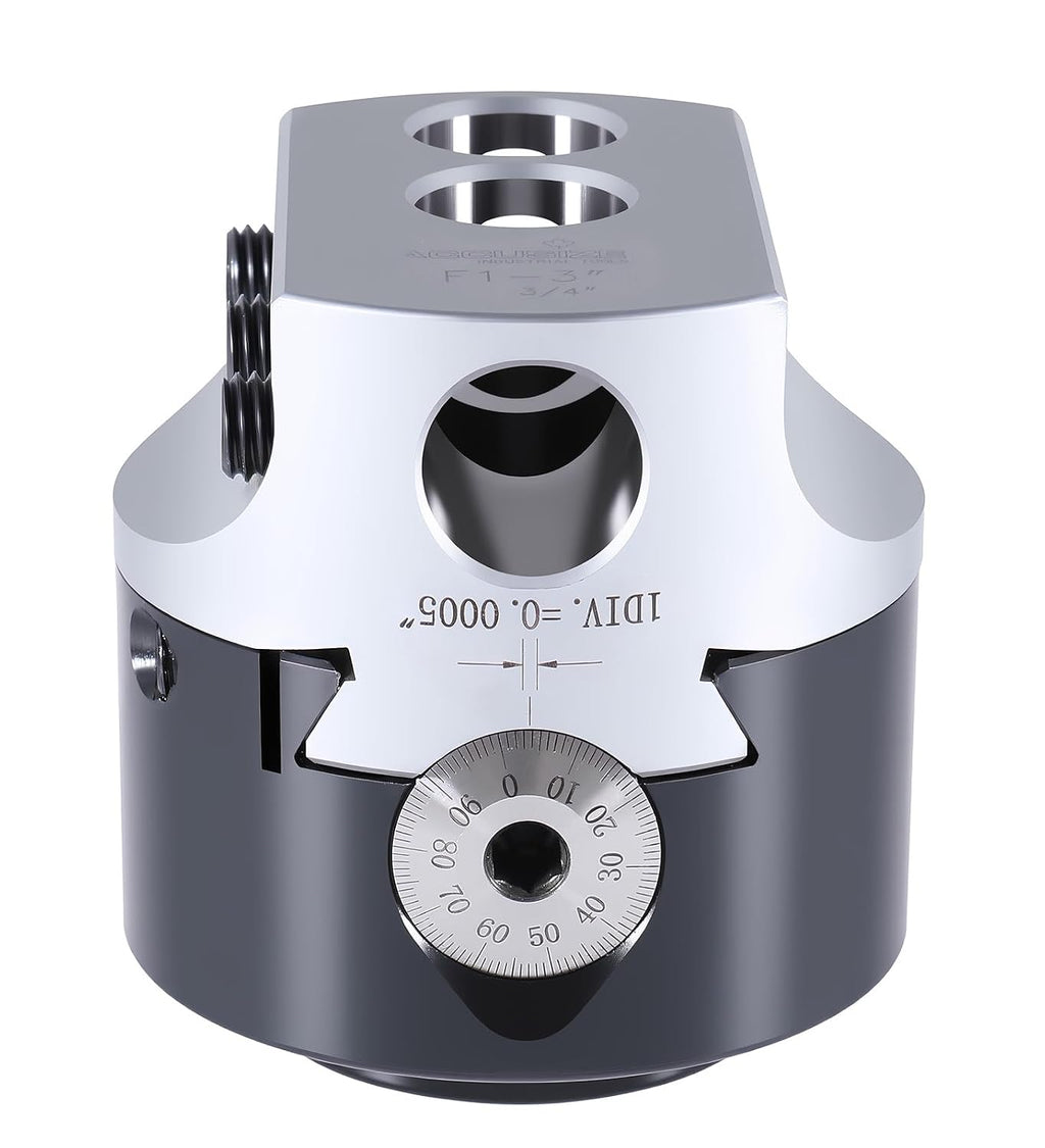 Accusize Industrial Tools Boring Head Hole Size Off Thread, 3 in, 0350-0003 | 3/4 in Boring Bar Hole, 1 in Offset, 1-1/2-18 Thread Mount, 3-5/32 in Overall Length