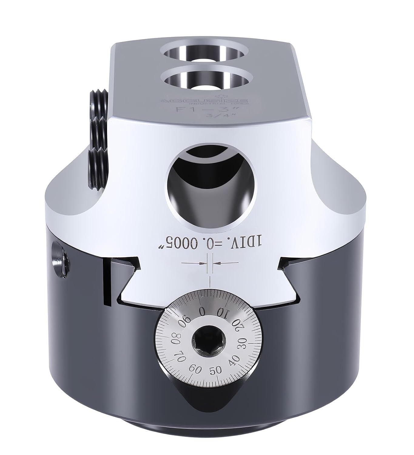 Accusize Industrial Tools Boring Head Hole Size Off Thread, 3 in, 0350-0003 | 3/4 in Boring Bar Hole, 1 in Offset, 1-1/2-18 Thread Mount, 3-5/32 in Overall Length