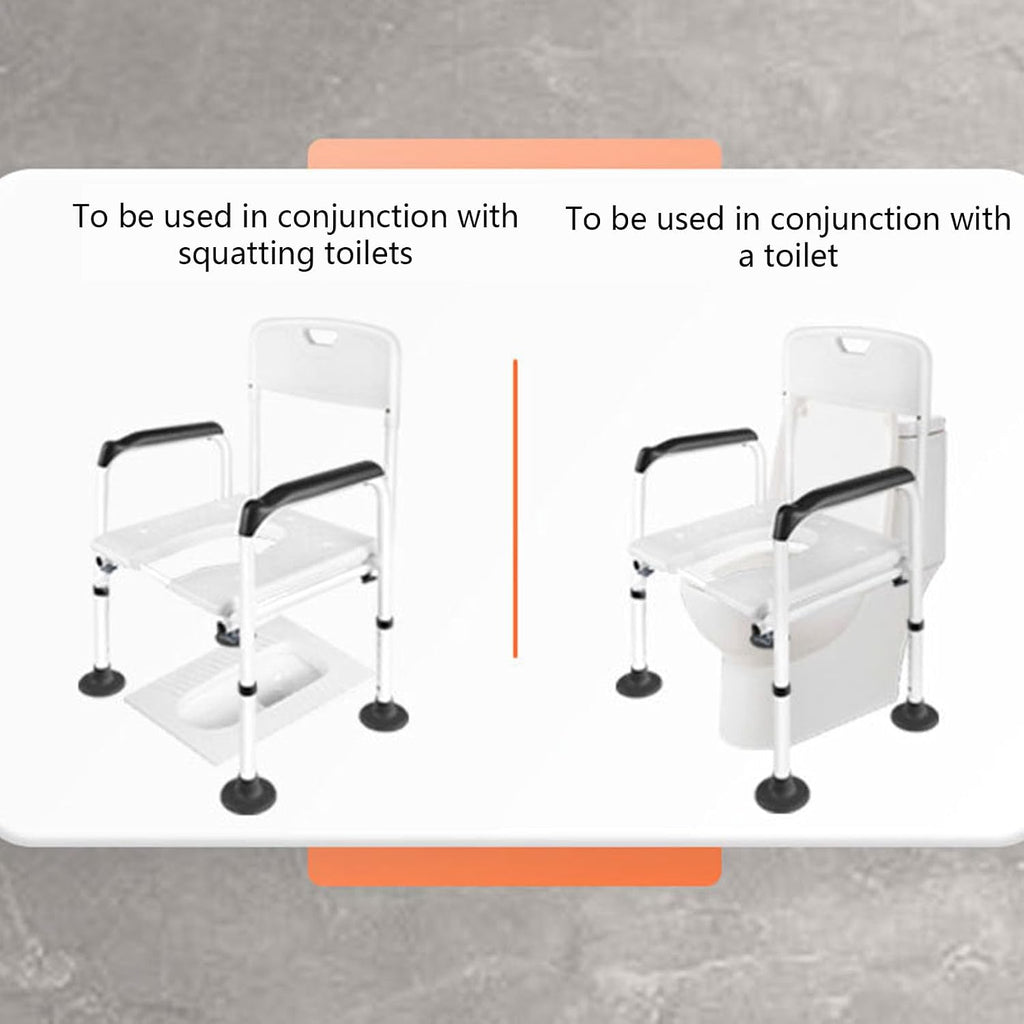 Elevated Handicap Toilet Seat Riser for Seniors, Raised Toilet Seat with Handles Up Tto 320 Lbs, Height Adjustable, Stand Alone Toilet Safety Frame, Fit Any Toilet, Easy to Clean