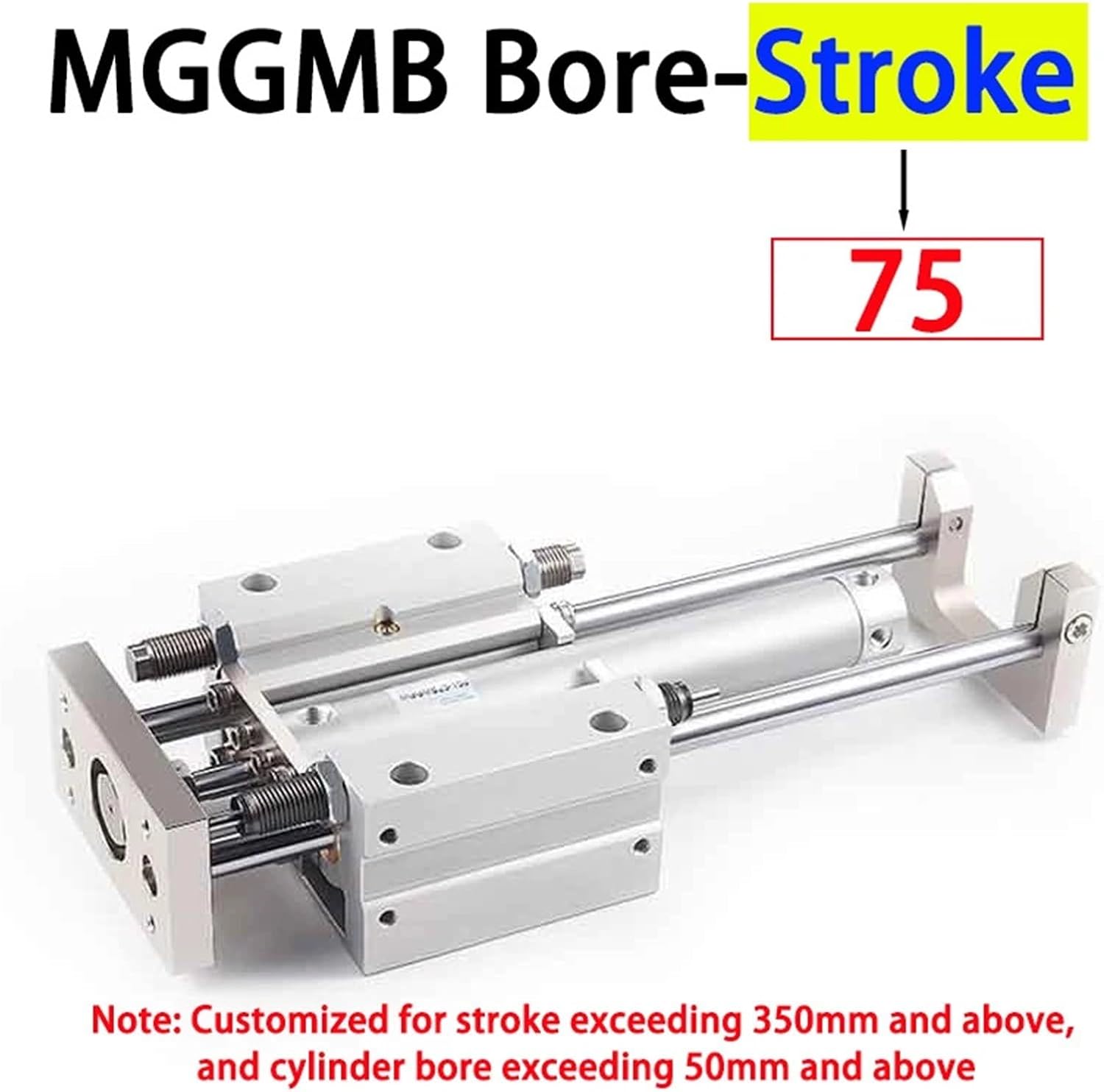 1pcs Three-axis Three Bar Pneumatic Cylinder with Guide Rod Bore 20/25/32/40/50/63 Long Stroke 75 100 150 200 300-1000mm(ST 75mm,Bore 32)