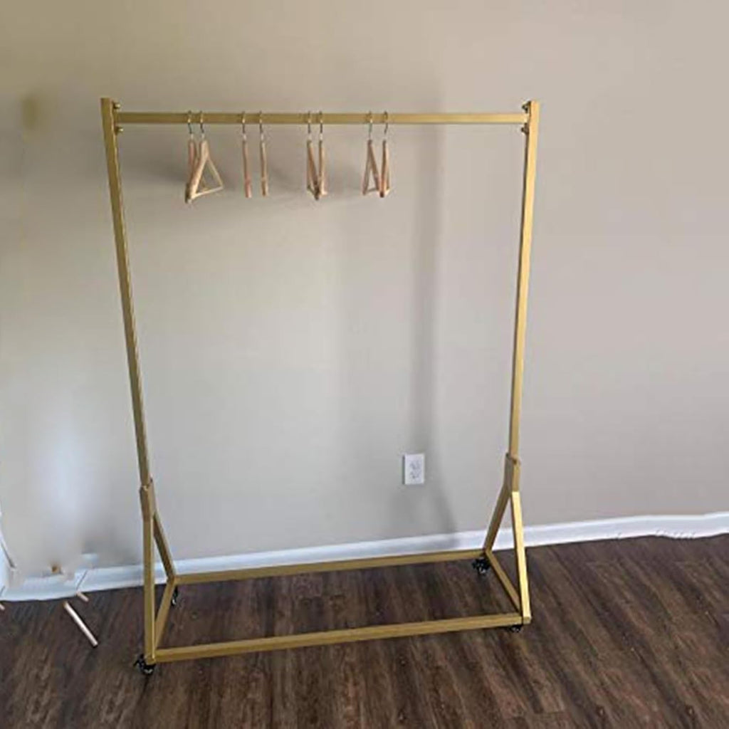 Retail Display Clothing Rack, Modern Simple Heavy Duty Metal Rolling Garment Rack with Wheel, Wrought Iron Single Rod Floor-Standing Hangers, Portable Metal Garment Coat Rack Organizer