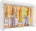 ULIFHOME H50C Extra Large Clothes Rack with Cover, Freestanding Portable Closet, Covered Clothing Racks for Hanging Clothes, Heavy Duty Garment Rack, Wardrobe Closet with White Cover Max Load 1350 Lbs