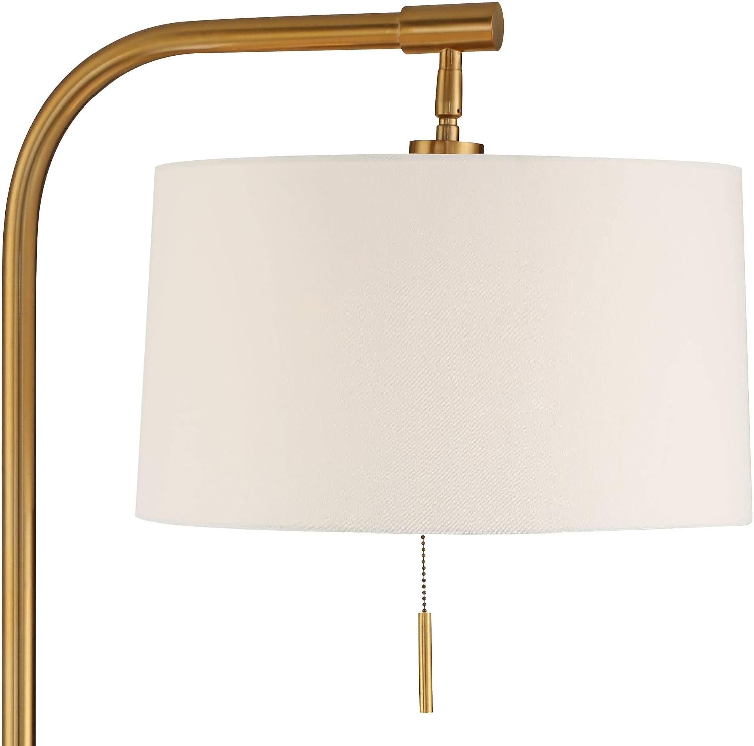 Possini Euro Design Volta Mid Century Modern Arched Floor Lamps 66' Tall Set of 2 with USB Charging Port Glass Tray Table Antique Brass White Linen Drum Shade Living Room Reading House Bedroom Home