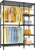 Ulif F2 Clothes Rack, 5 Tiers Heavy Duty Garment Rack for Bedroom, Freestanding Adjustable Closet Storage Organizer, 46.1' W x 15.4' D x 78.3' H, Load 630lbs, Upgraded Black