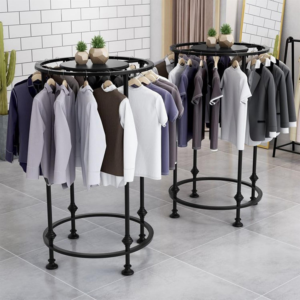 Round Garment Rack, Freestanding Round Garment Display Retail Rack,Heavy Duty Commercial Clothing Organizer for Clothes Storage, Commercial Clothing Organizer in Retail Boutiques and Bedroom(Black,27.