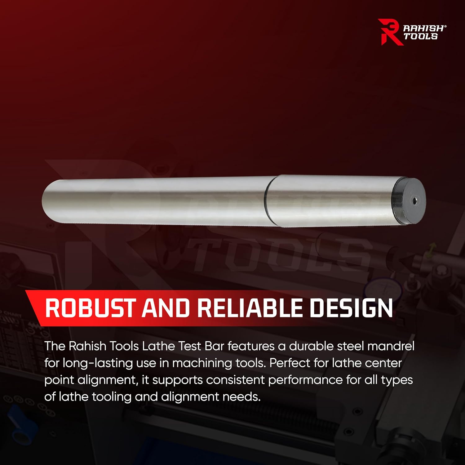 5MT Parallel Lathe Alignment Test Bar with High Precision Bar Alloy Steel EN31 Mandrel - Tailstock Re-Alignment Tool with 1 Micron Accuracy & Morse Taper with Max Run-Out of 0.0001'
