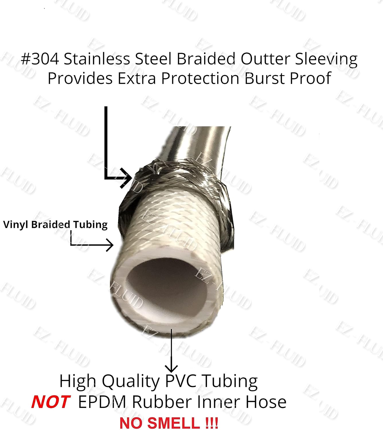 (50) EZ-Fluid 20-Inch Metal Nut Toilet Water Supply Connector,3/8' Compression x 7/8' Female Brass Ballcock BC,Toilet Water Supply Connector Line Braided Stainless Steel Toilet Supply Line