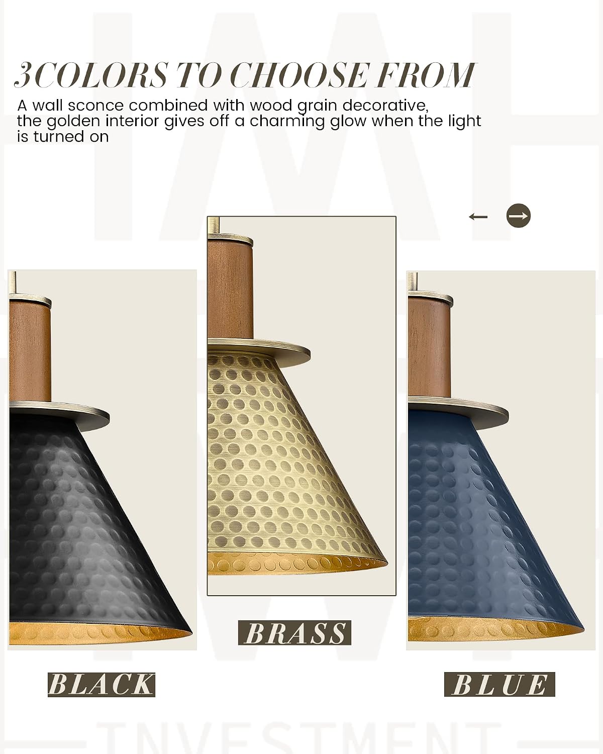 Industrial Wall Sconces Set of Two, HWH Indoor Wall Light Fixtures Barn Light, Single Wall Vanity Lamp for Bedroom Bedside Kitchen, Hammered Metal Shade, Antique Brass Finish, 5HZG74B-2L BG