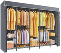 ULIFHOME H50C Extra Large Clothes Rack with Cover, Freestanding Portable Closet, Covered Clothing Racks for Hanging Clothes, Heavy Duty Garment Rack, Wardrobe Closet with Gray Cover Max Load 1350 Lbs
