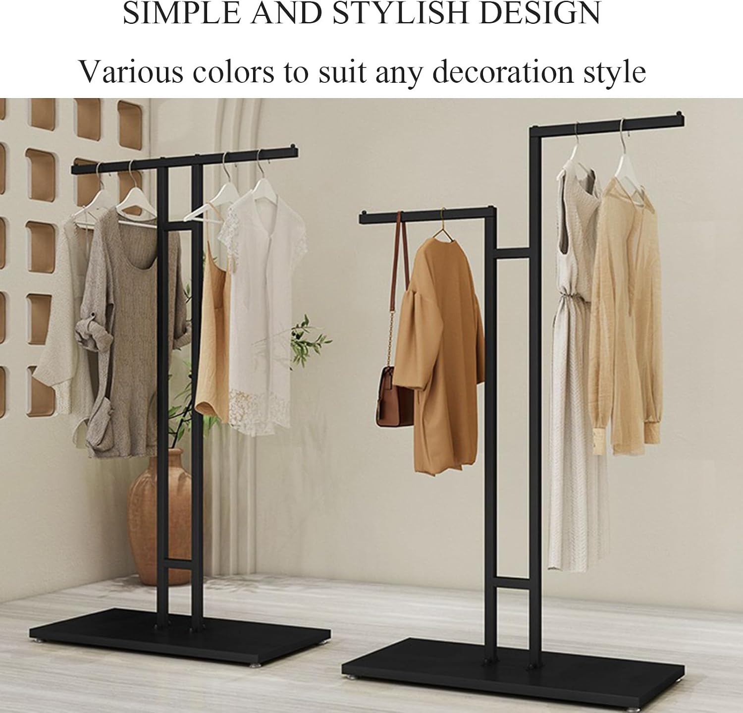 2 Way Modern Heavy Duty Clothes Rack, Chrome & Black, 80cm W x 260cm H, 2 Shelves, Free Standing, Ideal for Clothes & Coats
