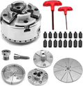 3.75-Inch 4 Jaw Wood Turning Lathe Nickel Plated Chuck and Cutting Jaws Kit with T-Wrench and 6 Corner Star Fasteners 1 Inch x 8TPI