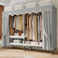 Portable Closet, Wardrobe Clothes Organizer, Heavy Duty Foldable Wardrobe Load 2000lbs, Freestanding Metal Clothing Rack, Rolling Garment Rack With Wheel, Covered Clothes Armoires Bedroom(125*52*180cm