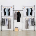 Industrial Pipe Clothes Rack, Heavy Duty Detachable Wall Mounted Black Iron Garment Bar, Clothing Store Display Stands Garment Rack Closet System (125.5 x 93.7inch)