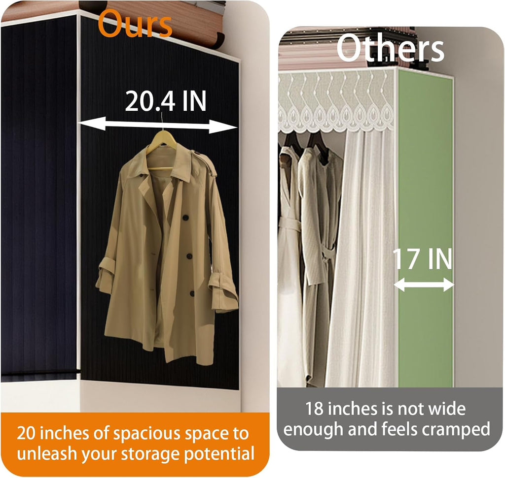 Large Portable Closets for Hanging Clothes | Heavy Duty Clothes Rack with Cover Foldable | Max Load 1000LBS Portable Wardrobe | Portable Closet, Double Rods Bedroom (Blue-magnetic door, 49.2')
