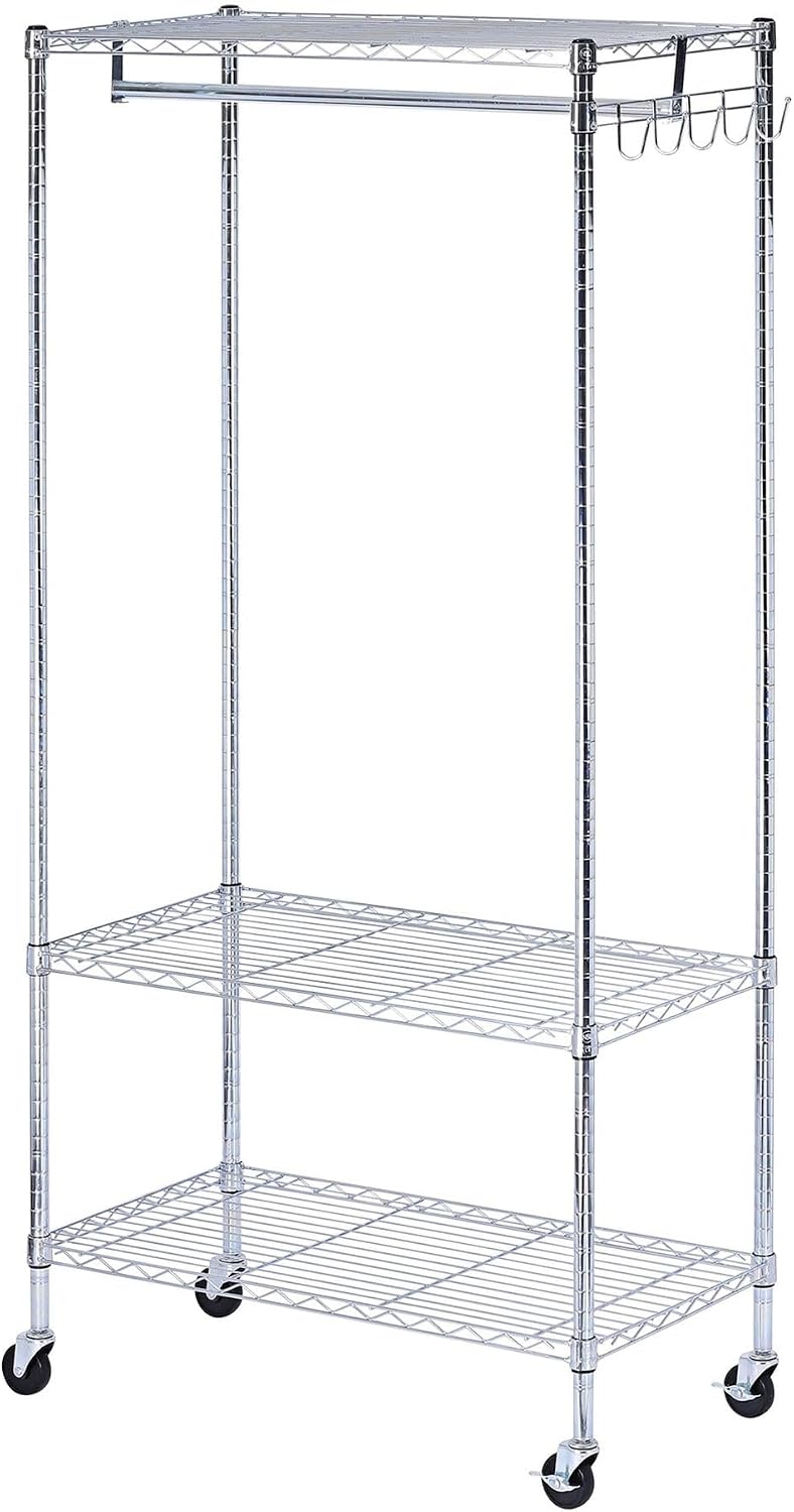 Alera ALEGR363618SR 36 in. W x 18 in. D x 75 in. H 30 Garments Wire Shelving Garment Rack - Silver