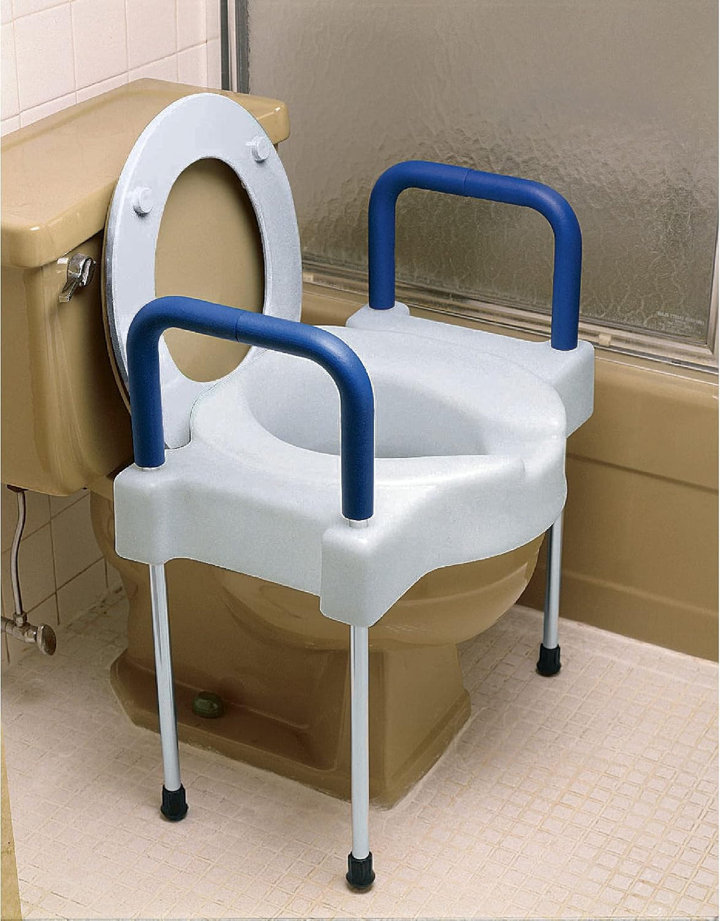 SP Ableware 9155 Tall-Ette Elevated Toilet Seat with Extra Wide Seating Surface and Leg, White