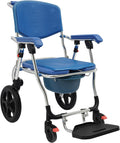 Adjustable Shower Commode Wheelchair, 275lbs Capacity Aluminum Shower Chair, Padded Seat & Commode Opening - Portable Bathroom Wheelchair for Adults, Elderly, Patient Home Care