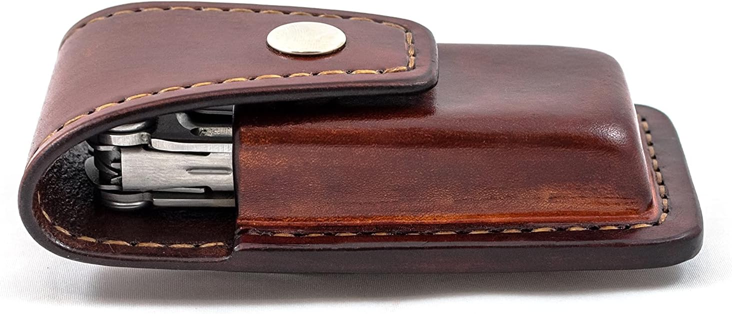 Belt clip leather sheath for Leatherman Wave, leather pocket multitool sheath, every day carry, EDC, leather knife holster