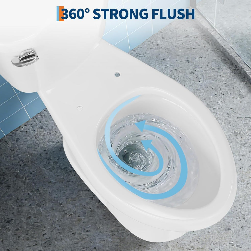 Comfort Height 19' Elongated Toilet Bowl Only – Single Side Handle, Upgraded Power Flush, Includes Internal Water-Saving Mechanism, No Seat – Designed for Bathroom Renovation or Back Pain Relief