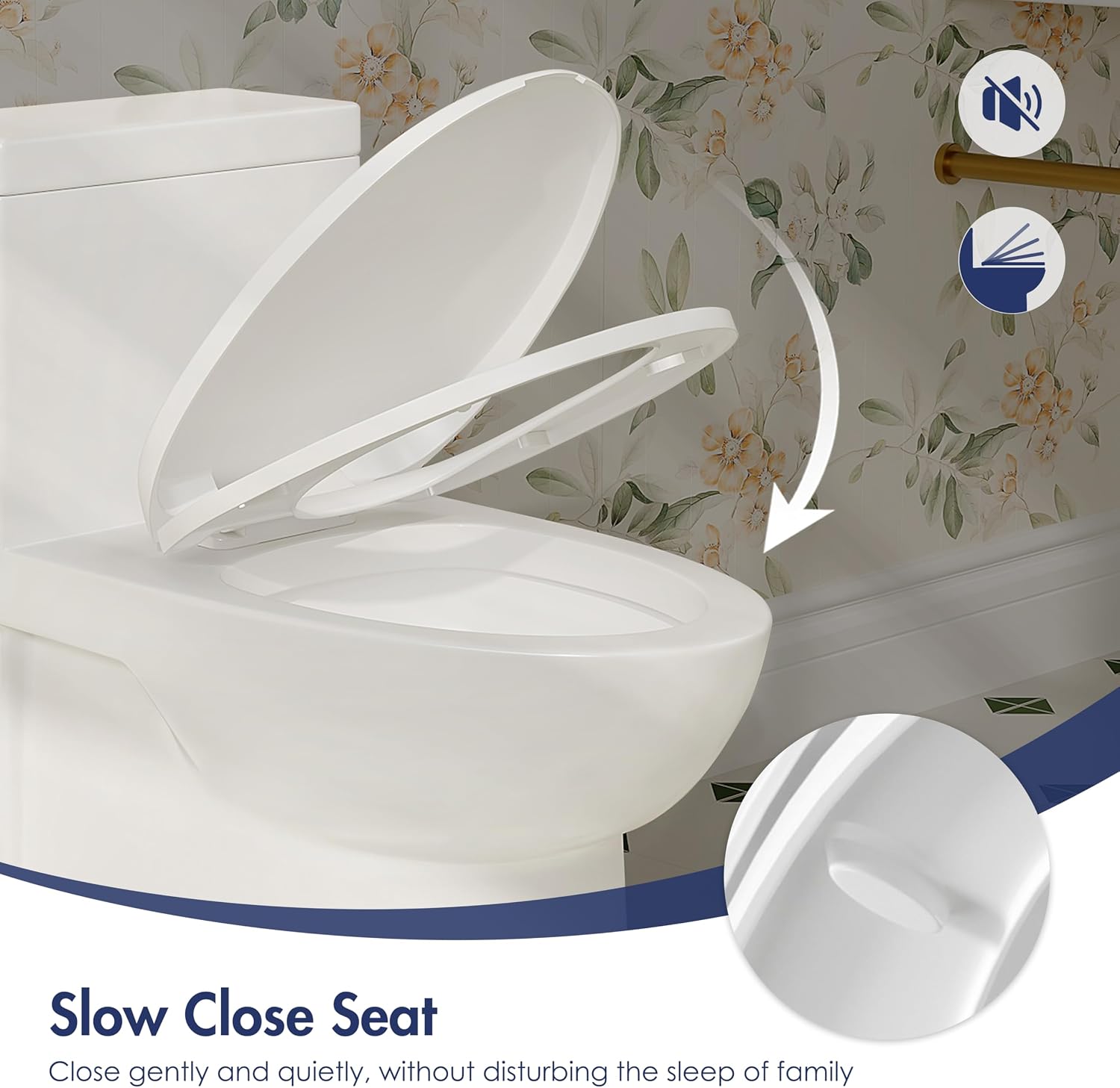 Eridanus One Piece Toilets for Bathroom, Elongated Toilet with Compact Soft Closing Seat, ADA Compliant 17' Toilet Bowl, 12' Rough in, Left Handle Powerful Flush 1.28GPF, Modern Ceramic Model 321S