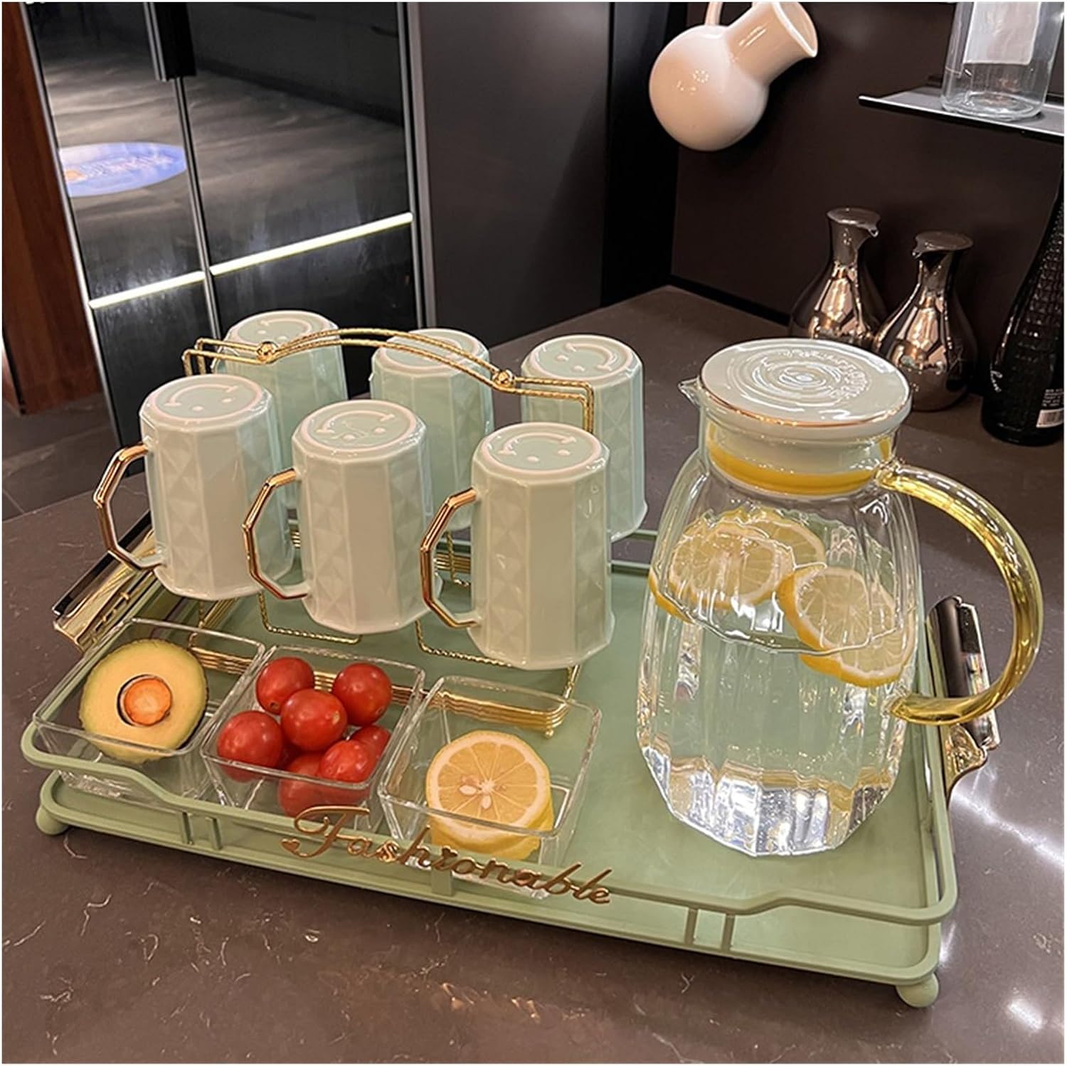 Beverage Serveware Cold kettle glass high temperature resistant cold kettle large capacity home living room cold water cup set Water Carafe