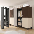 71in Heavy Duty Portable Closet with Cover, 1500lbs Foldable Covered Metal Clothing Wardrobe Closet System, Heavy Duty Garment Rack for Hanging Clothes, for Bedroom,Apartment,Rental Property, Brown
