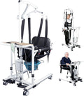 Patient Lift Transfer Chair - Heavy Duty Shower Commode Chair with Toilet Safety Frame (Dual B - Black & Rack)